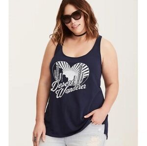 Torrid Navy Blue Desert Wanderer Heart Graphic Tank Size 00